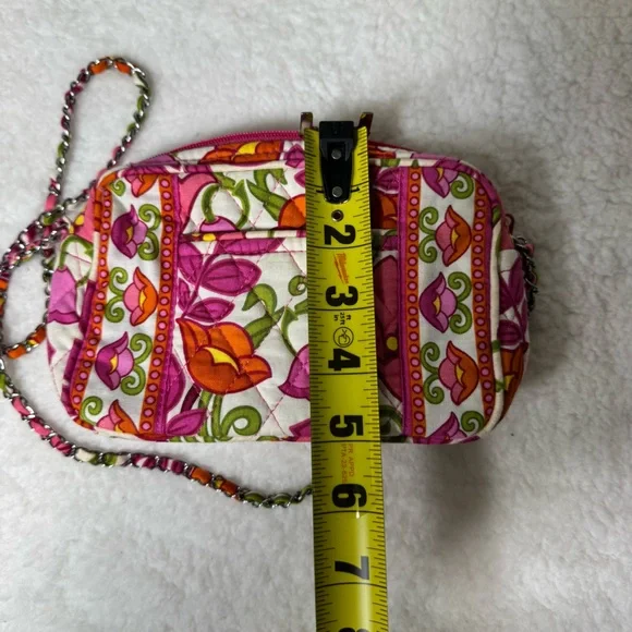 Vera Bradley Quilted Floral Mini Crossbody Bag Pink Green Phone Purse - Picture 9 of 10